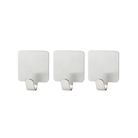 Lot de 3 crochets adhésifs carrés en acier inoxydable Fackelmann Tecno