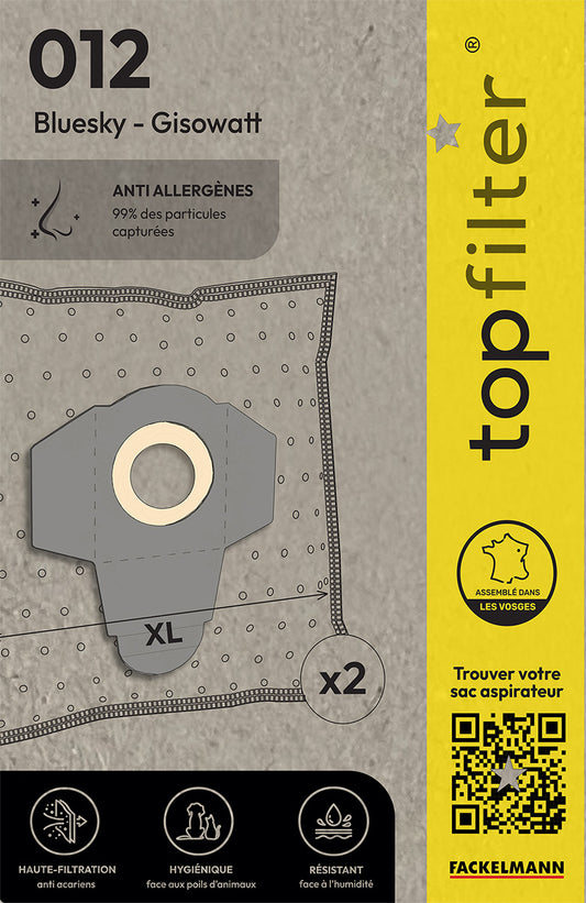 Lot de 2 sacs aspirateur Bluesky et Gisowatt TopFilter Premium