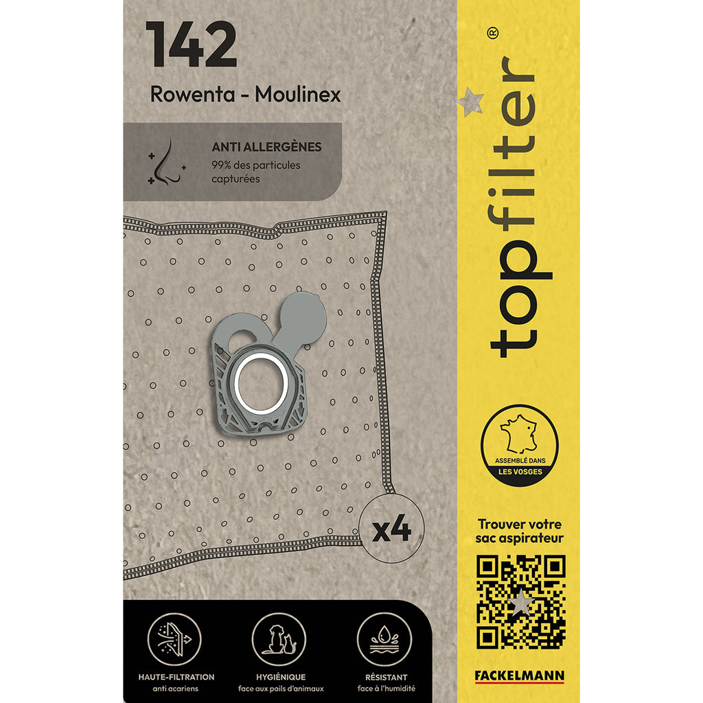 Lot de 4 sacs aspirateur Rowenta et Moulinex TopFilter Premium