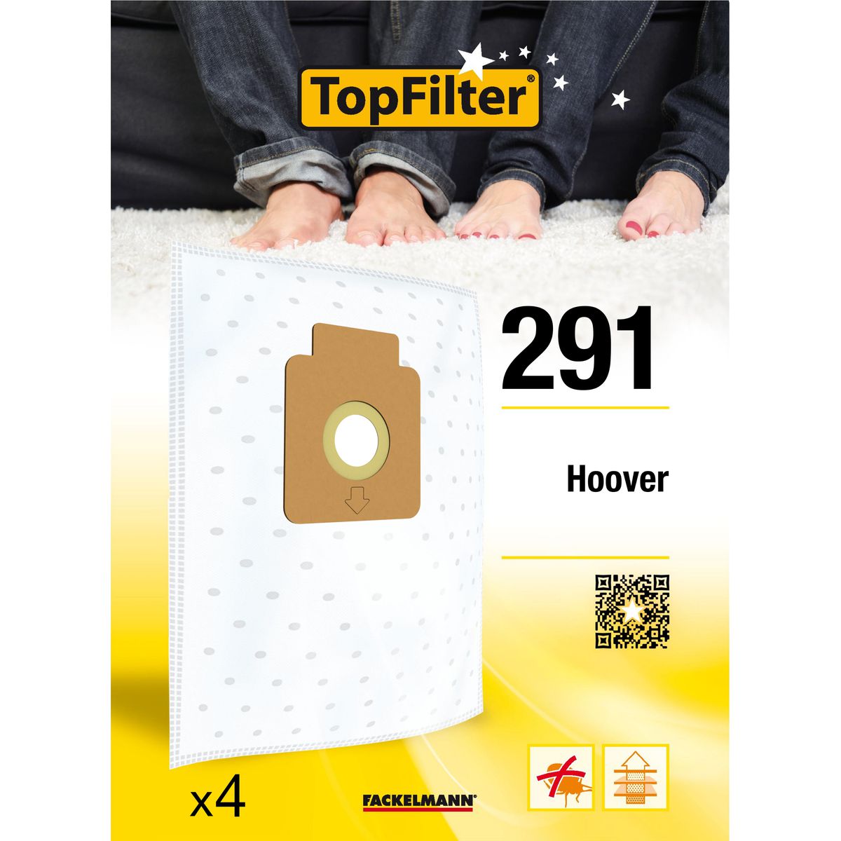 Lot de 4 sacs aspirateur pour Hoover TopFilter Premium