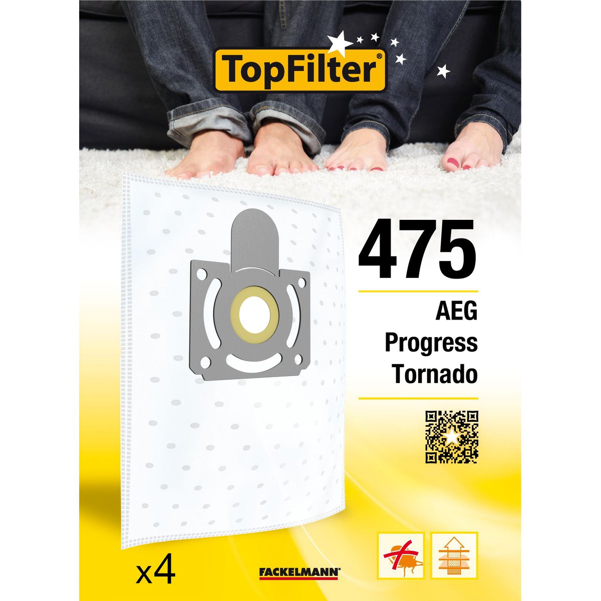 Lot de 4 sacs aspirateur Tornado et AEG TopFilter Premium