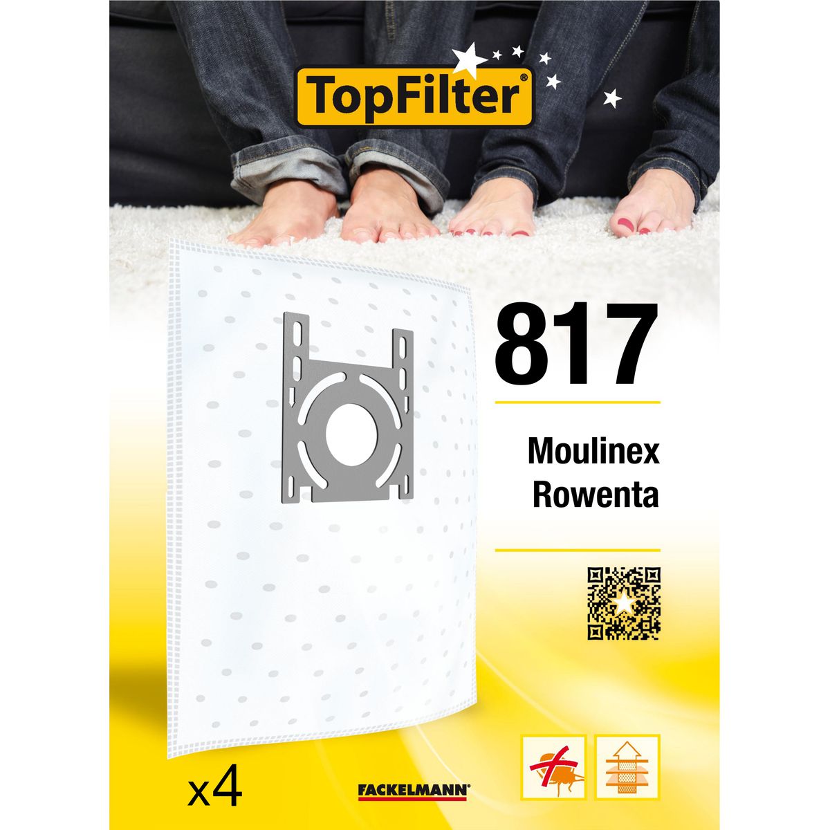 Lot de 4 sacs aspirateur Rowenta et Moulinex TopFilter Premium