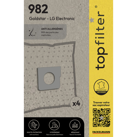 Lot de 4 sacs aspirateur pour Goldstar et LGE TopFilter Premium