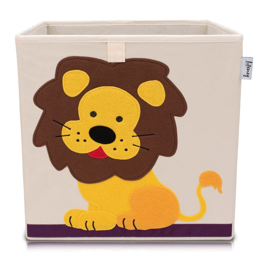 Boîte de rangement "lion" sur fond clair, compatible avec l'étagère IKEA KALLAX Lifeney