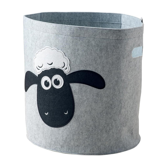 Panier à linge sale gris en feutre motif tête de mouton Lifeney Shaun le mouton
