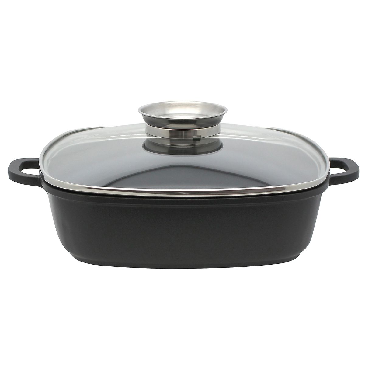Marmite carrée 28 cm avec couvercle compatible tous feux Elo Alucast