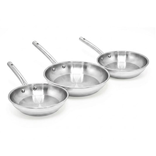 Lot de 3 poêles à frire en inox 20 cm 24 cm 28 cm Fackelmann Rhona