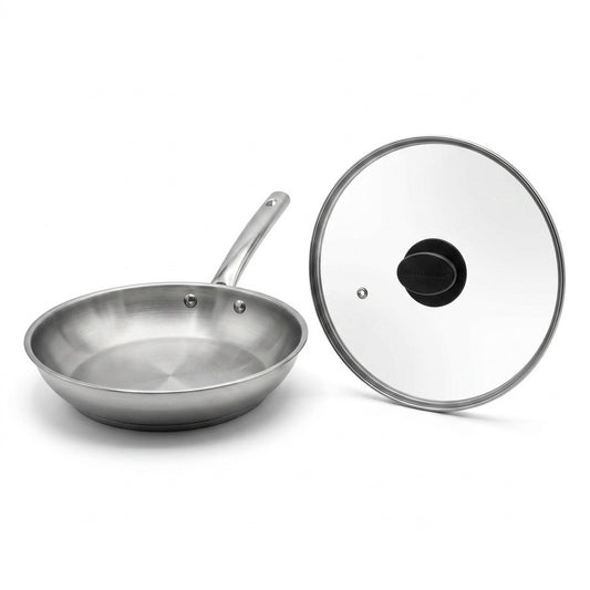 Poêle à frire en inox 28 cm et couvercle en verre Fackelmann Rhona