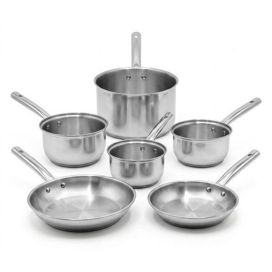 Lot de 4 casseroles 16/18/20/22 cm et 2 poêles en inox 24/28 cm Fackelmann Rhona