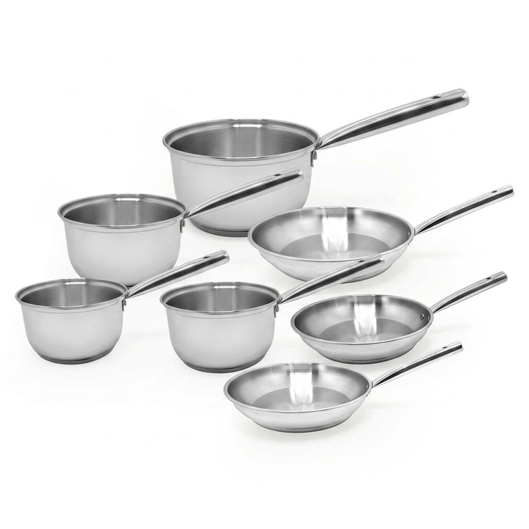 Lot de 4 casseroles 16/18/20/22 cm et 3 poêles 20/24/28 cm en inox Fackelmann Rhona