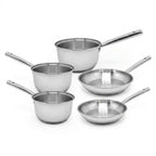 Lot de 3 casseroles en inox 18/20/22 cm et 2 poêles à frire en inox 20/28 cm Fackelmann Rhona