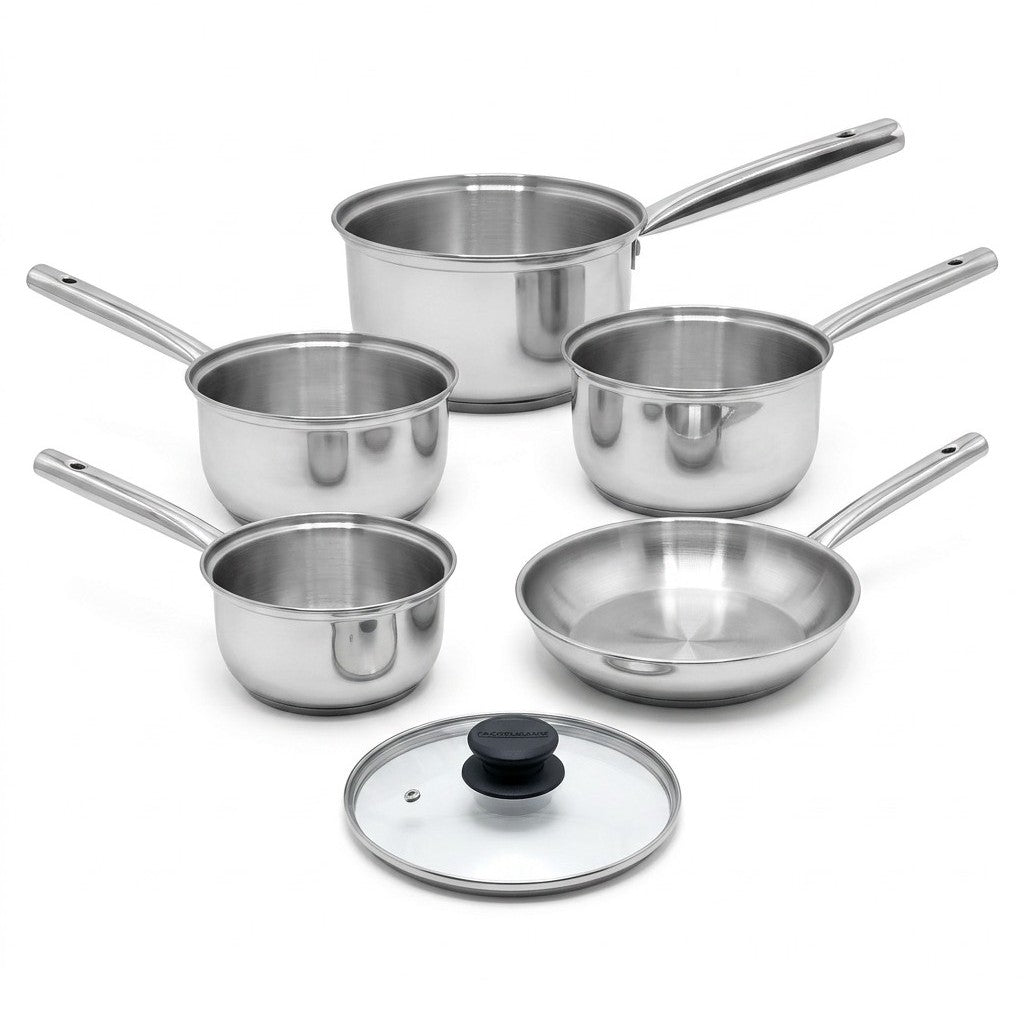 Lot de 4 casseroles 16/18/20/22 cm en inox et 1 poêle à frire 20 cm Fackelmann Rhona