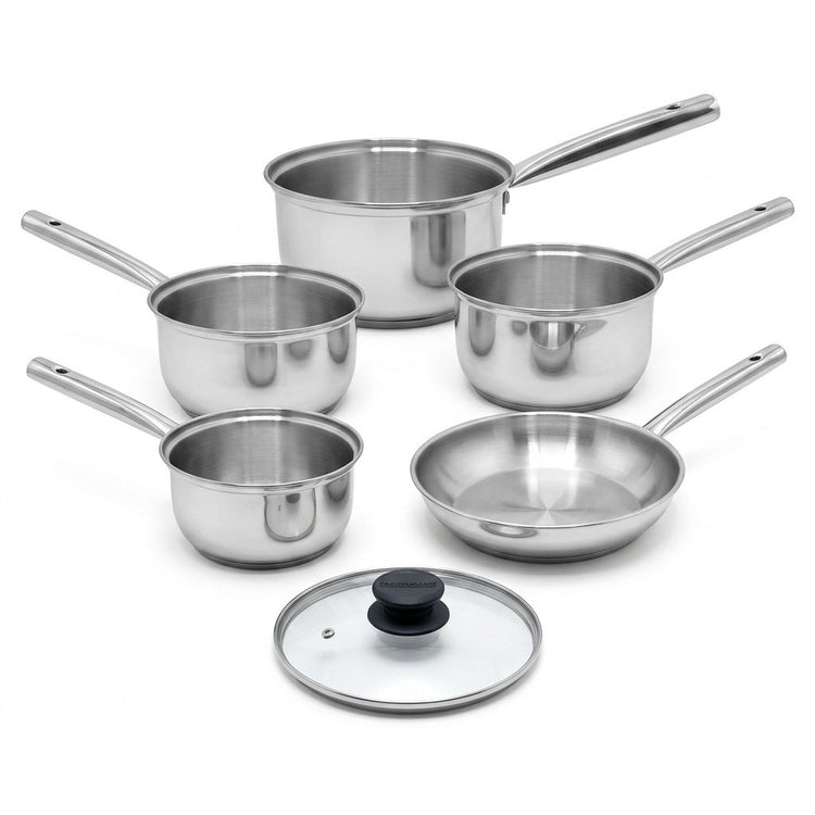 Lot de 4 casseroles 16/18/20/22 cm en inox et 1 poêle à frire 20 cm Fackelmann Rhona