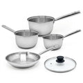 Lot de 3 casseroles inox 18/20/22 cm et 1 poêle à frire 20 cm avec couvercle Fackelmann Rhona