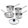 Lot de 3 casseroles 18/20/22 cm et poêle en inox 24 cm avec couvercle Fackelmann Rhona