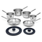 Lot de 4 casseroles 16/18/20/22 cm et poêles en inox 24/28 cm avec couvercle Fackelmann Rhona
