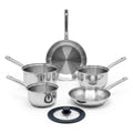 Lot de 3 casseroles 18/20/22 cm et 2 poêles en inox 24/28 cm Fackelmann Rhona