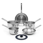 Lot de 3 casseroles 18/20/22 cm et 2 poêles en inox 24/28 cm Fackelmann Rhona
