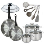 Batterie de cuisine Généva Brillant Vario avec 3 faitouts et 2 poêles 7 ustensiles avec couvercles Fackelmann Généva Brillant Vario avec couvercles