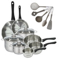 Batterie cuisine 2 poêles 20/28 cm 3 faitouts 16/20/24 cm 3 casseroles 12/16/20 cm 5 ustensiles Fackelmann Geneva