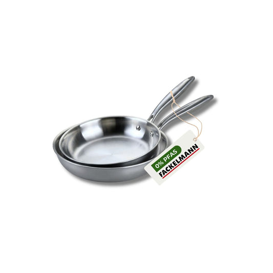 Lot de 2 poêles de cuisson 20/24 cm en inox sans PFAS Fackelmann Vita3