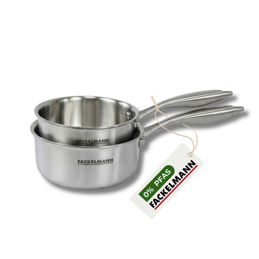 Batterie de cuisine avec 2 casseroles 14 et 18 cm en inox sans PFAS Fackelmann Vita3