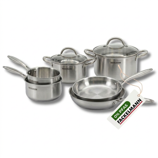 Batterie de cuisine avec 2 poêles 20/24 cm 2 casseroles 14/18 cm et 2 faitouts 20/24 cm sans PFAS Fackelmann Vita3