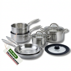 Poêles à Frire 20 24 cm, Casseroles 14 et 18 cm, Faitouts 20 24 cm inox 18/10 Triply et Couvercle Fackelmann Vita3