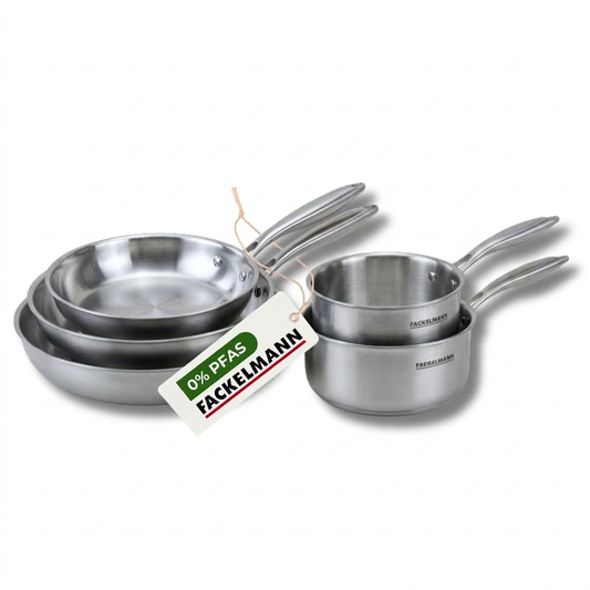 Batterie de cuisine avec 3 poêles 20/24/26 cm et 2 casseroles 14/18 cm sans PFAS Fackelmann Vita3