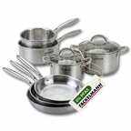 Batterie de cuisine avec 3 poêles 20/24/28 cm 2 casseroles 14/18 cm et 2 faitouts 20/24 cm en inox sans PFAS Fackelmann Vita3
