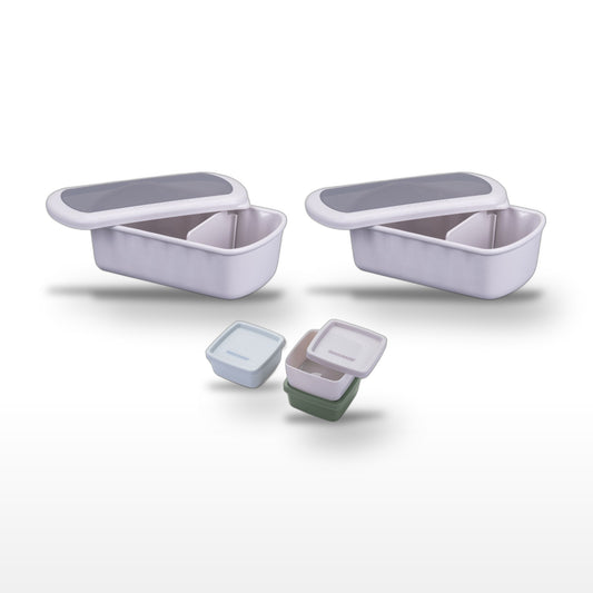 Lot 2 Lunchbox Beige 1L et Set 3 boîtes à sauce Fackelmann Storage
