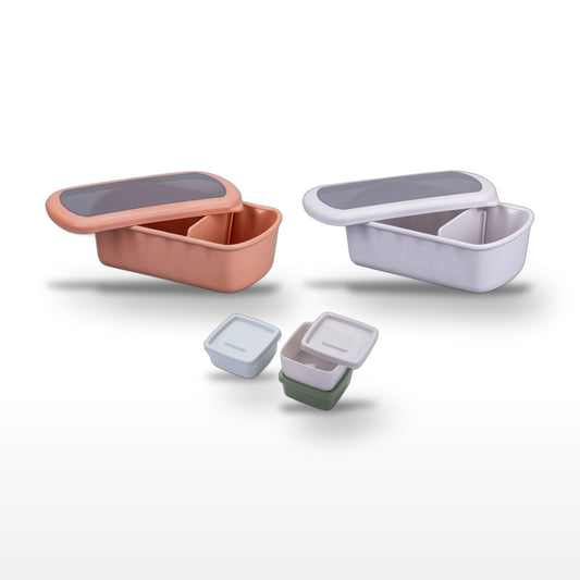 Lot de 2 Lunchbox Fackelmann Storage 1L avec Set de 3 boîtes à sauce