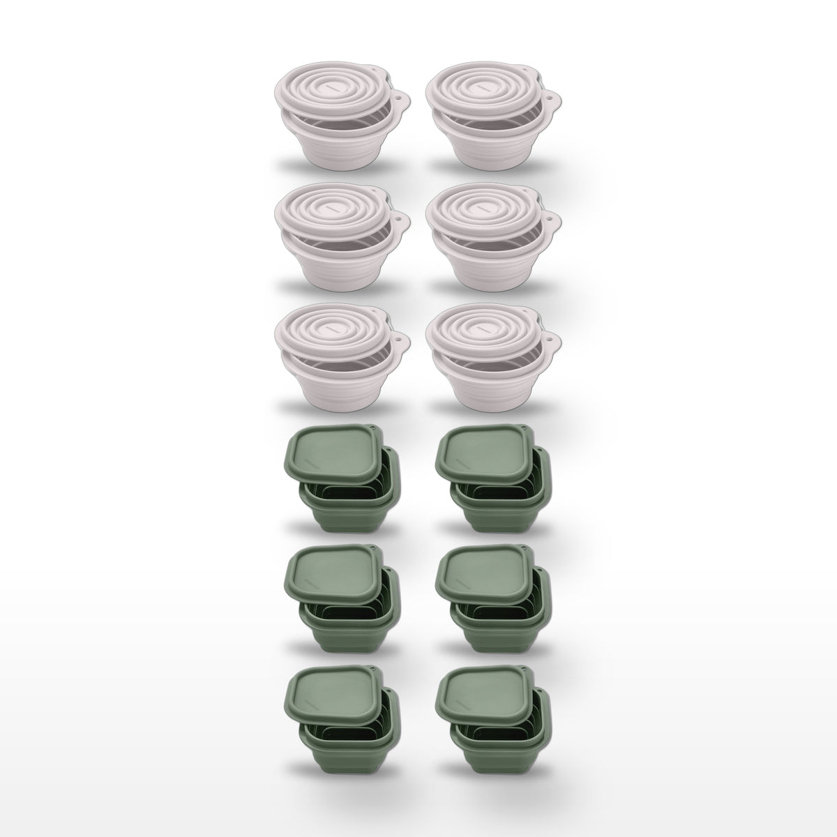 Lot de 12 Boîtes à Snacks Pliables en Silicone Fackelmann Storage Blanc et Vert