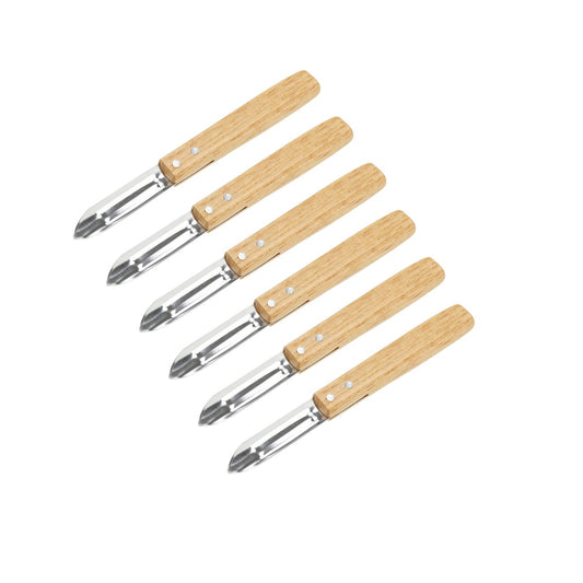 Set de 6 éplucheurs en inox et bois Nirosta Country
