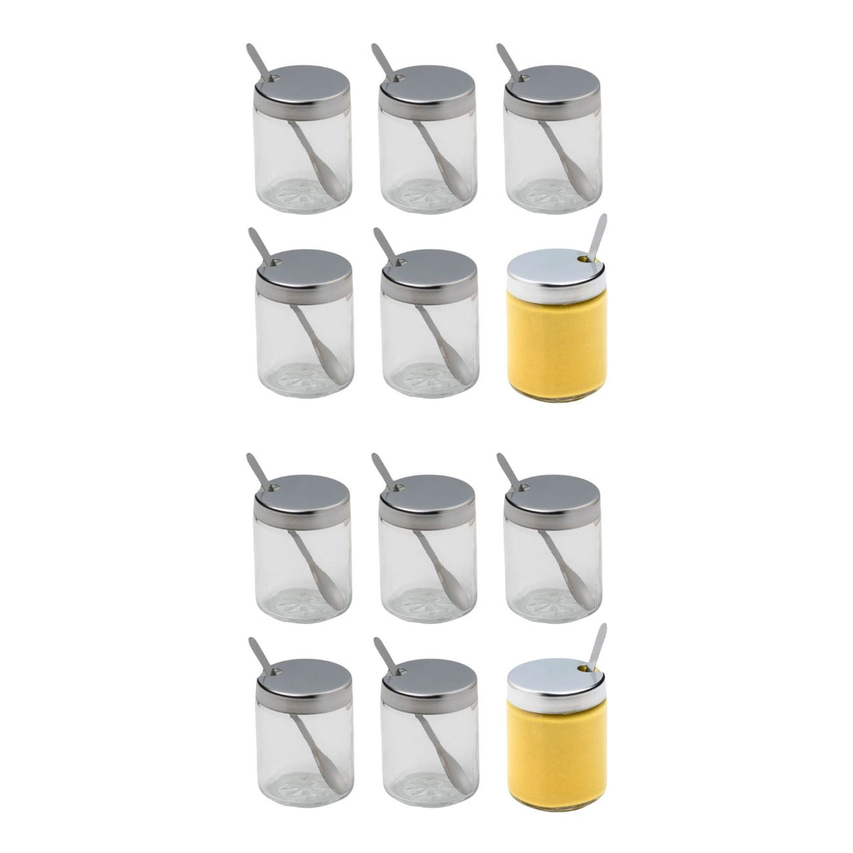 Set de 2 moutardiers en verre et inox Fackelmann Basic
