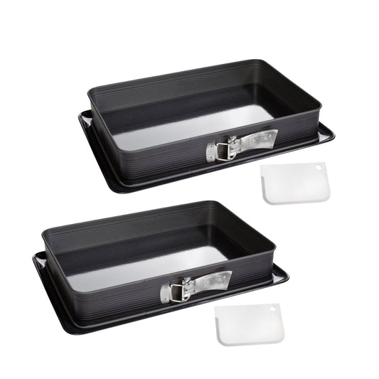 Ensemble de 2 Moules à charnière rectangulaire en acier émaillé et sa spatule 42 x 29 cm Zenker Deluxe