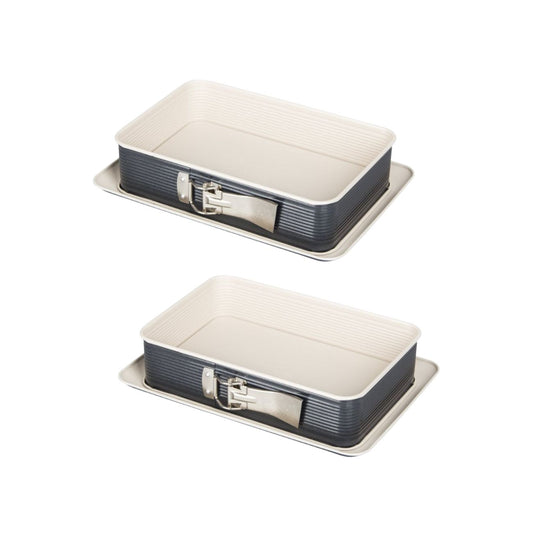 Ensemble de 2 Moules à charnière rectangulaire 28 x 18 cm crème noir Zenker Smart Pastry