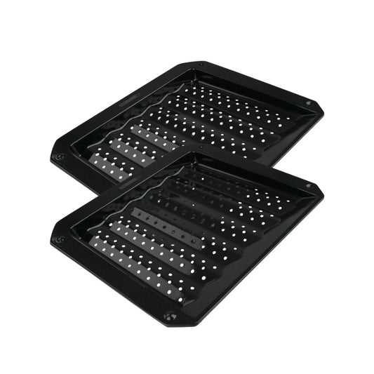 Ensemble de 2 Plaques ondulée et perforée pour four et barbecue en tôle 38 x 33 cm FM Professional Barbecue