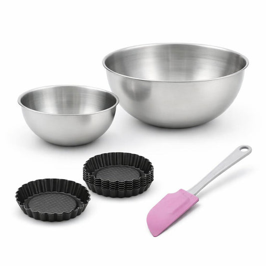 Set de 9 ustensiles de pâtisserie 6 moules à gâteaux 2 bols et 1 spatule Black mettallic Black mettallic Zenker  Black mettallic