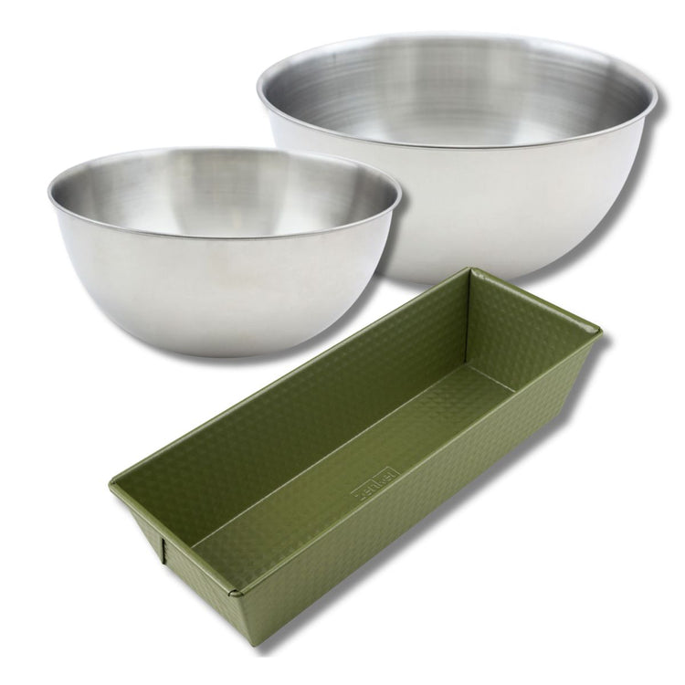 Set pâtisserie avec moule à cake 30 cm, 2 bols à mixer et spatule Zenker