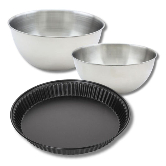 Set pâtisserie avec moule à quiche Lorraine 28 cm, 2 bols à mixer et 1 spatule Zenker