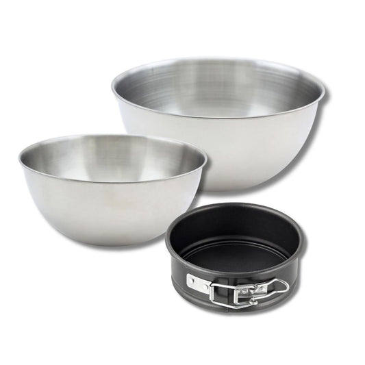 Set pâtisserie avec mini moule à manqué 12 cm, 2 bols à mixer et 1 spatule Zenker