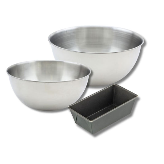 Set pâtisserie avec mini moule à cake 16 cm, 2 bols à mixer et 1 spatule Zenker