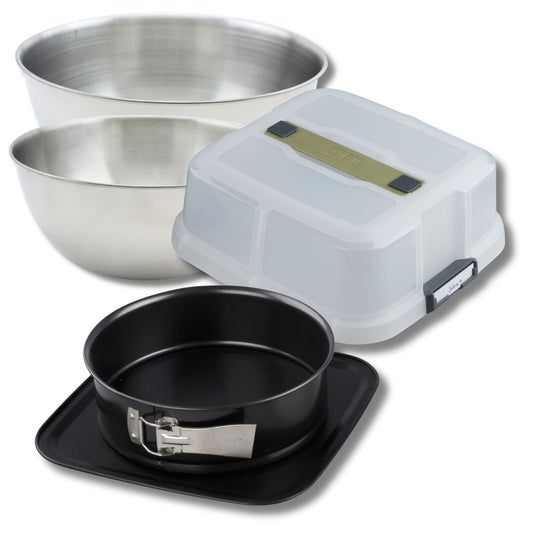 Set pâtisserie moule à manqué 23 cm avec couvercle, 2 bols à mixer et 1 spatule Zenker