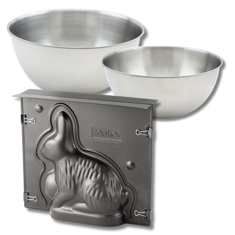 Set pâtisserie avec moule 3D lapin de Pâques 600 ml, 2 bols à mixer et spatule Zenker