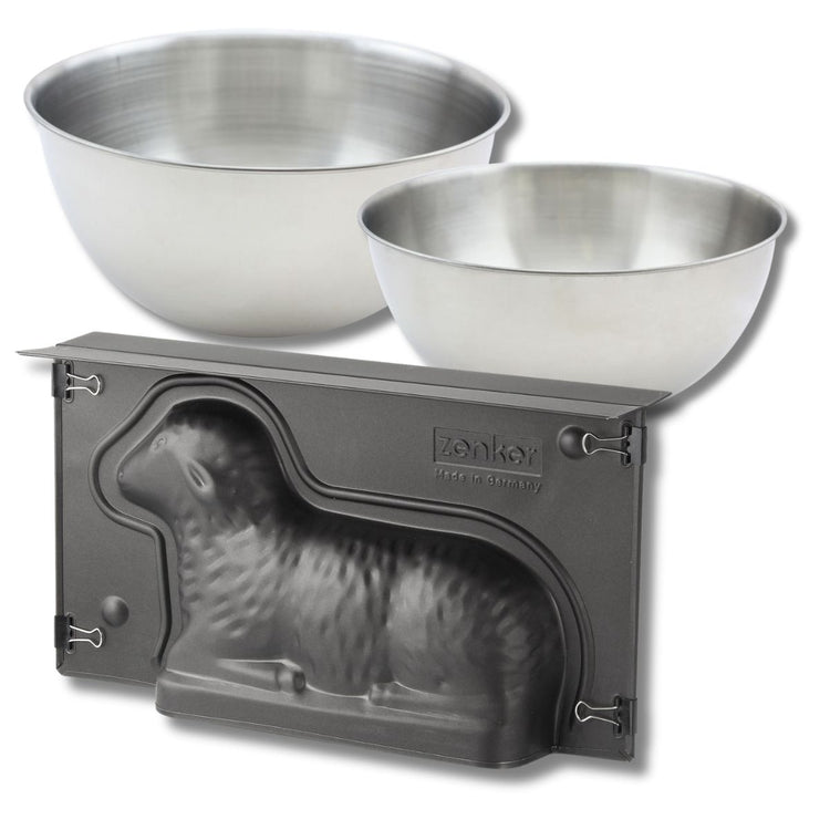 Set pâtisserie avec moule 3D agneau de Pâques 900 ml, 2 bols à mixer et spatule Zenker