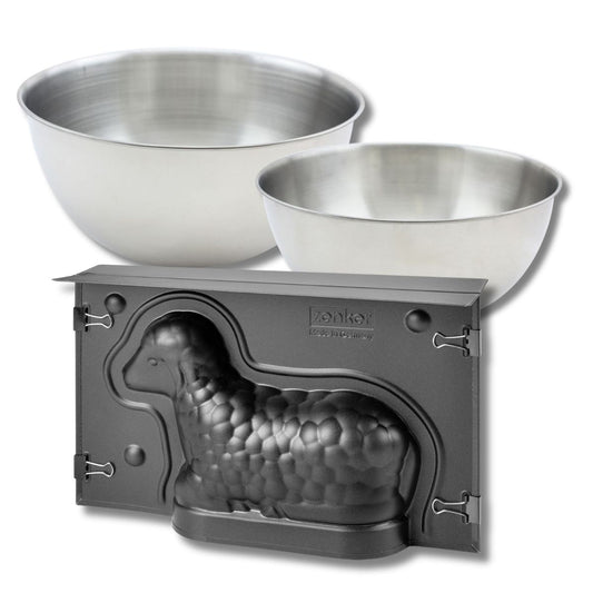 Set pâtisserie avec moule agneau de Pâques 3D 700 ml, 2 bols à mixer et spatule Zenker
