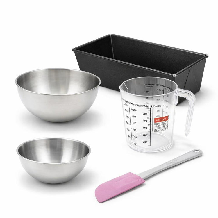 Set de 5 ustensiles de pâtisserie moule à gâteaux 2 bols spatule pâtisserie et verre doseur Collection Zenker pure