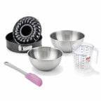 Set de 5 ustensiles de pâtisserie moule à gâteaux bol à mixer spatule en silicone et verre mesureur Black metallic Black mettallic Zenker  Black mettallic