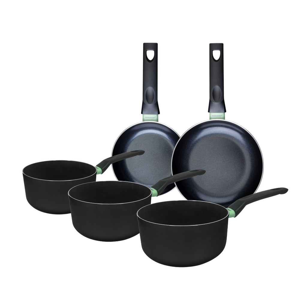 Ensemble de 2 poêles de 16 et 20 cm et 3 casseroles 16, 18 et 20 cm Fackelmann Brandao